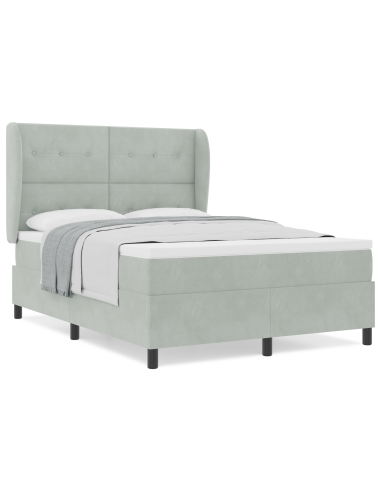 Letto a molle Grigio chiaro 190 x 140 cm Poliestere