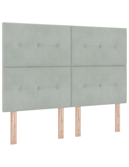 Letto Box Spring con Materasso - Grigio chiaro, 140x190 cm, Velluto