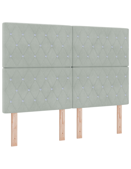 Letto Box Spring con Materasso Grigio Chiaro 140x190 cm Velluto