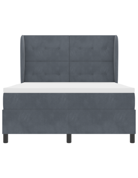 Letto a Molle con Materasso Grigio Scuro 140x190 cm Velluto