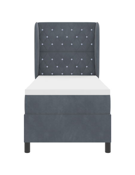 Letto a Doghe con Materasso  Grigio Scuro 80x200 cm Velluto