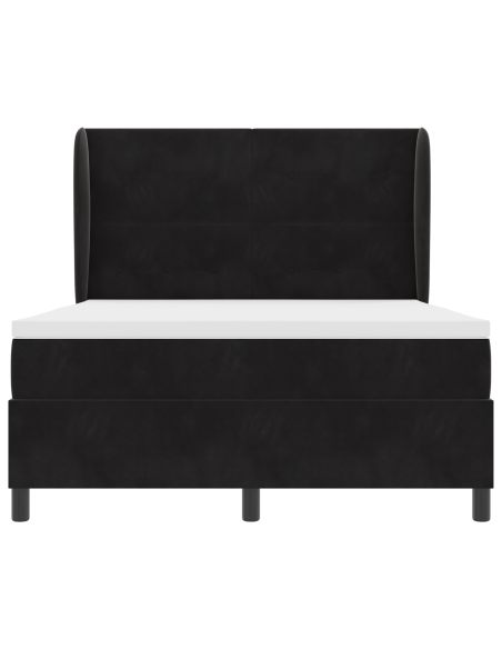 Letto Box Spring con Materasso Nero 140x190 cm Velluto