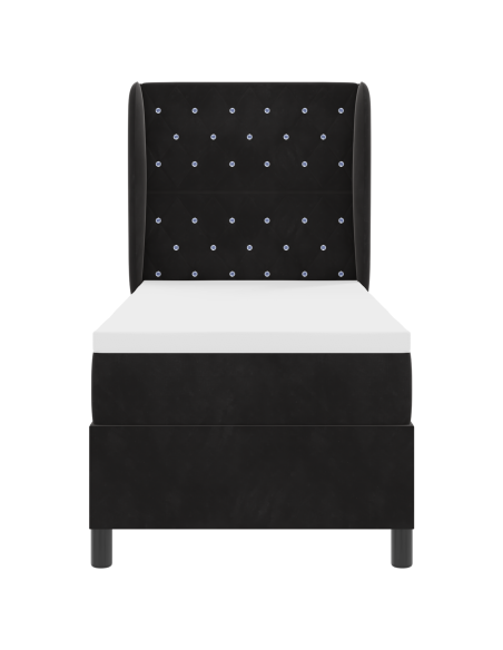 Letto a Molle con Materasso  in Nero, 80x200 cm Velluto