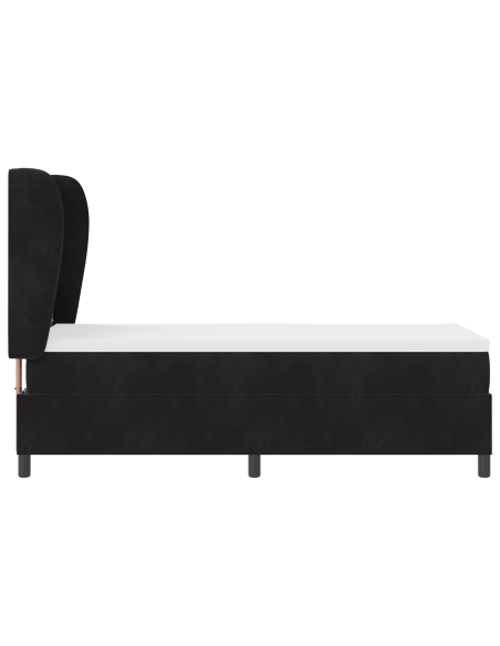 Letto a Molle con Materasso  in Nero, 80x200 cm Velluto