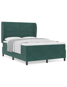 Letto a molle con materasso Verde Scuro 190 x 140 cm Poliestere 2
