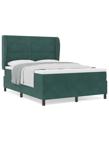 Letto a molle con materasso Verde Scuro 190 x 140 cm Poliestere