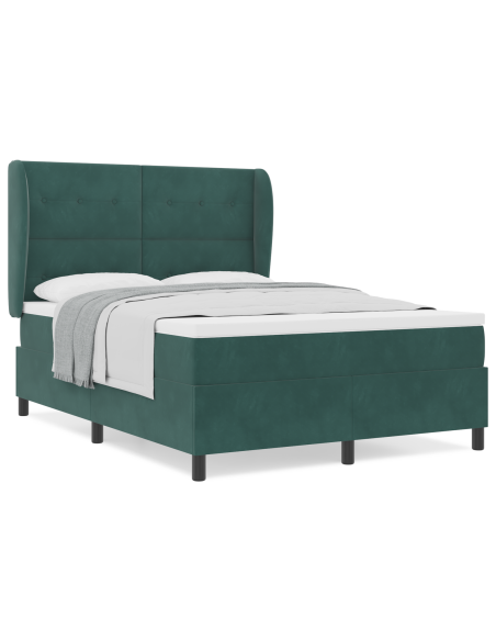 Letto a molle con materasso Verde Scuro 190 x 140 cm Poliestere
