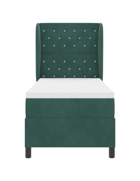 Letto Box Spring con Materasso Verde Scuro 80x200 cm Velluto