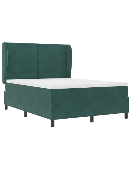 Letto a Molle con Materasso  Verde Scuro 140x190 cm Velluto