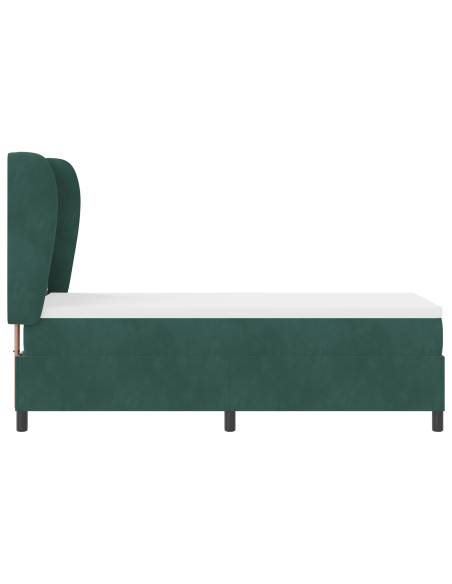 Letto Box Spring con Materasso Verde Scuro 80x200 cm Velluto