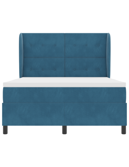 Letto Box Spring con Materasso Blu Scuro 140x190 cm Velluto