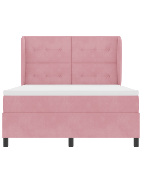 Letto a Molle con Materasso Rosa 140x190 cm Velluto