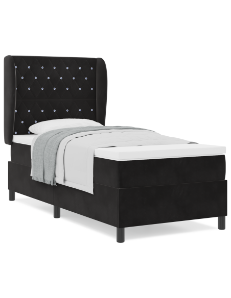Materasso e Letto a Molla  Nero 90x190 cm Velluto