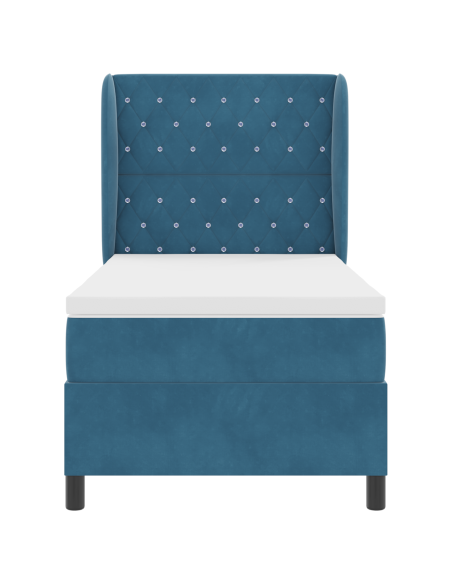 Letto a Baldacchino  con Materasso Blu Scuro 90x190 cm in Velluto