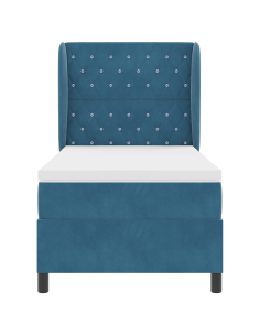 Letto a molle con materasso Blu Scuro 200 x 90 cm Poliestere 2