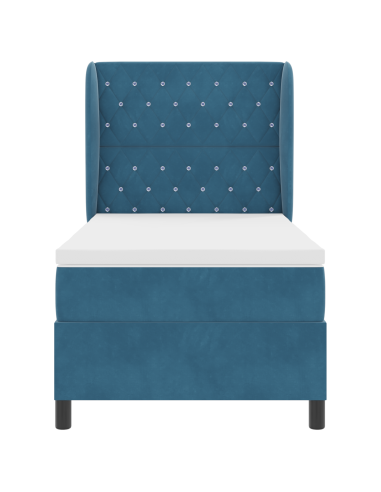 Letto a molle con materasso Blu Scuro 200 x 90 cm Poliestere