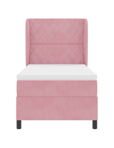 Letto a molle con materasso Rosa 200 x 90 cm Poliestere 2