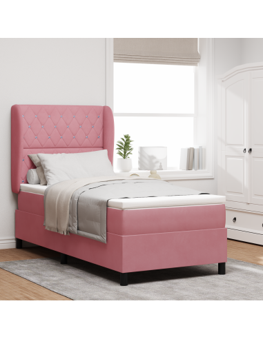 Letto a molle con materasso Rosa 200 x 90 cm Poliestere
