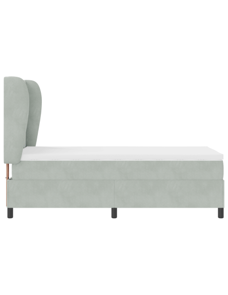 Letto con Rete a Molle e Materasso Grigio Chiaro 100x200 cm Velluto