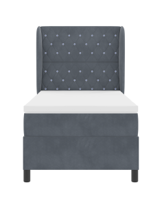 Letto a molle con testiera Grigio scuro 200 x 100 cm Poliestere 2