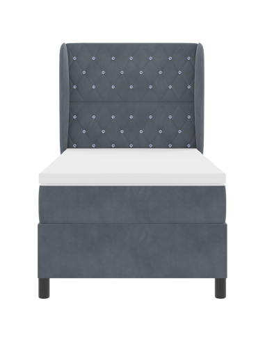 Letto a molle con testiera Grigio scuro 200 x 100 cm Poliestere