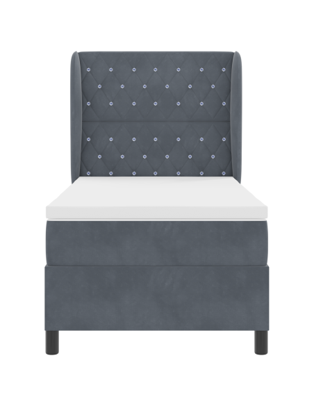 Rete a Molle con Materasso Grigio Scuro 100x200 cm Velluto