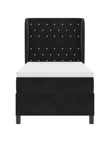Letto Box Spring con Materasso Nero 100x200 cm Velluto
