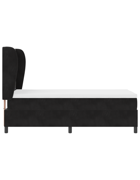 Letto Box Spring con Materasso Nero 100x200 cm Velluto