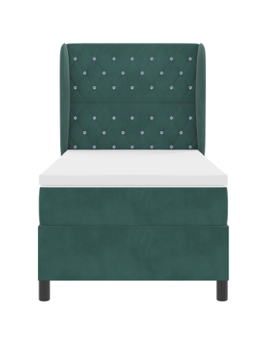 Letto a molle con materasso Verde Scuro 200 x 100 cm Poliestere