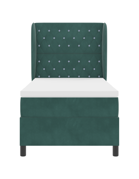 Letto a molle con materasso Verde Scuro 200 x 100 cm Poliestere