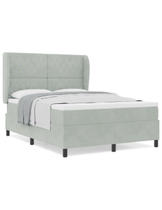 Letto a molle Grigio chiaro 190 x 140 cm Poliestere 2