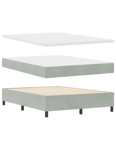 Letto Box Spring con Materasso Grigio Chiaro 140x190 cm Velluto