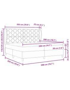 Letto a molle con materasso Crema 200 x 200 cm Tessuto
