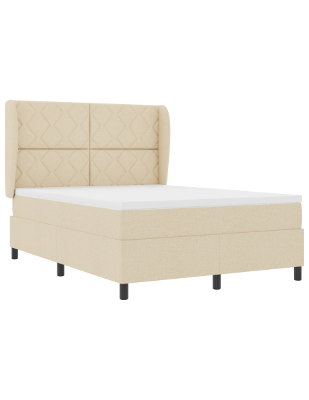 Letto a molle con materasso Crema 160 x 200 cm Tessuto