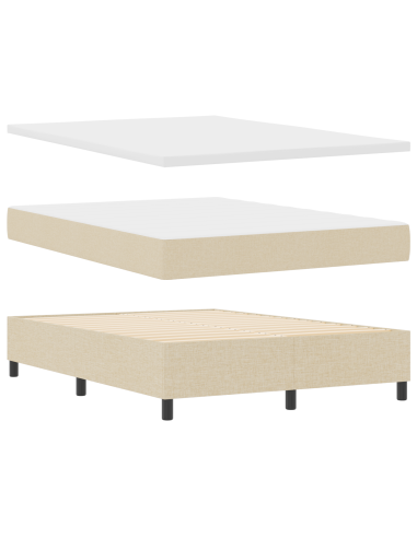 Letto a molle con materasso Crema 160 x 200 cm Tessuto