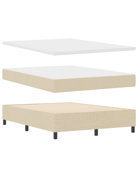 Letto a box con materasso  crema 160x200 cm in tessuto