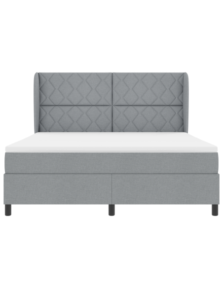 Letto Box Spring con Materasso - Grigio Chiaro, 180x200 cm, Tessuto