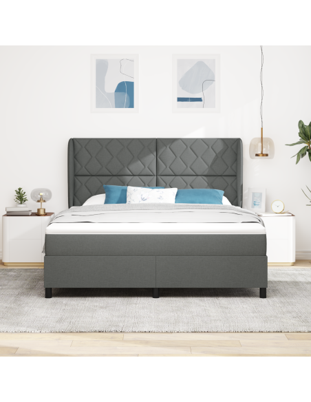 Letto a Molle con Materasso Grigio Scuro, 180x200 cm Tessuto