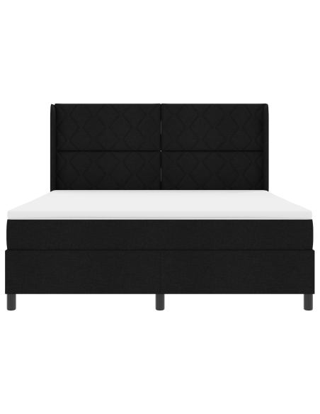 Letto a Box Spring Nero con Materasso, 180x200 cm, Tessuto