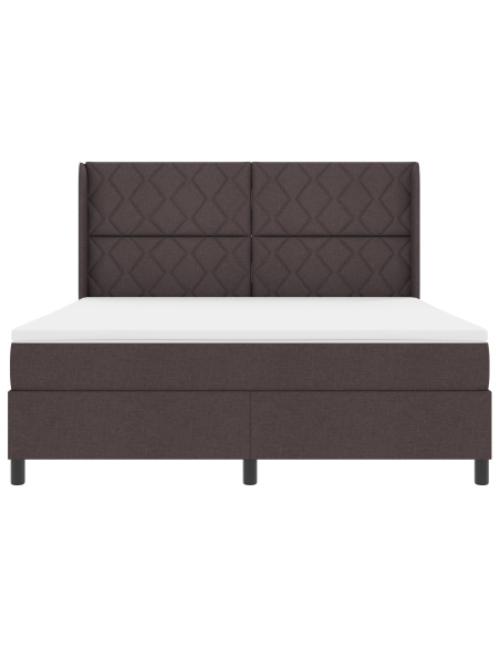 Letto Box Spring  con Materasso - Marrone Scuro, 180x200 cm, Tessuto