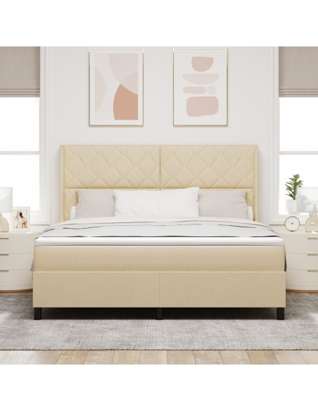 letto a molle con materasso  - Panna 180x200 cm in tessuto