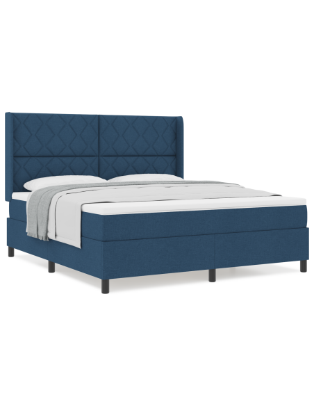 Letto Box Spring con Materasso - Blu - 180x200 cm - Tessuto