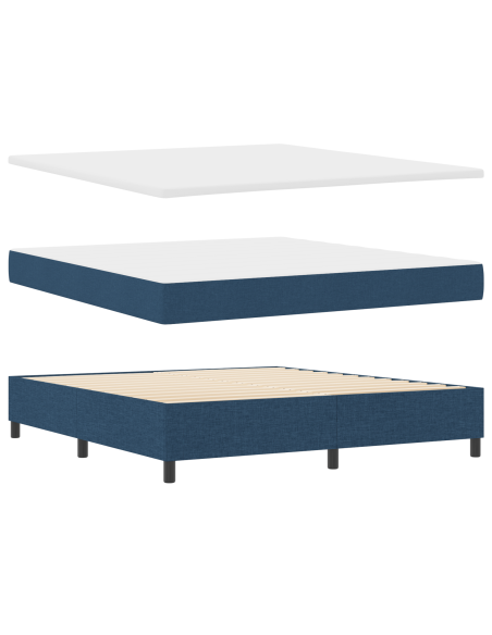 Letto Box Spring con Materasso - Blu - 180x200 cm - Tessuto