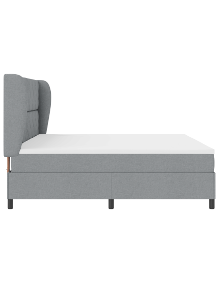 Letto Box Spring con Materasso - Grigio Chiaro, 200x200 cm Tessuto