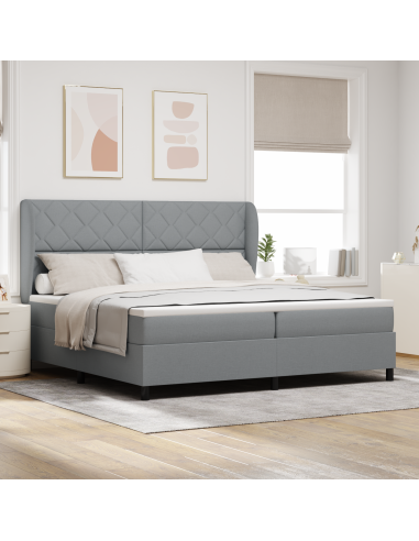 Letto a molle con materasso Grigio chiaro 200 x 200 cm Tessuto