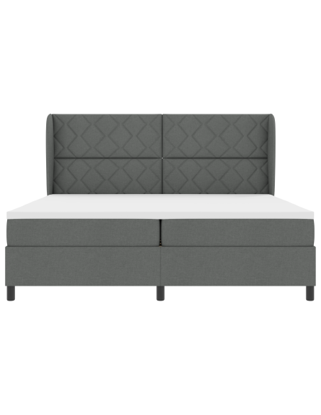 Letto a molle con materasso Grigio scuro 200 x 200 cm Tessuto
