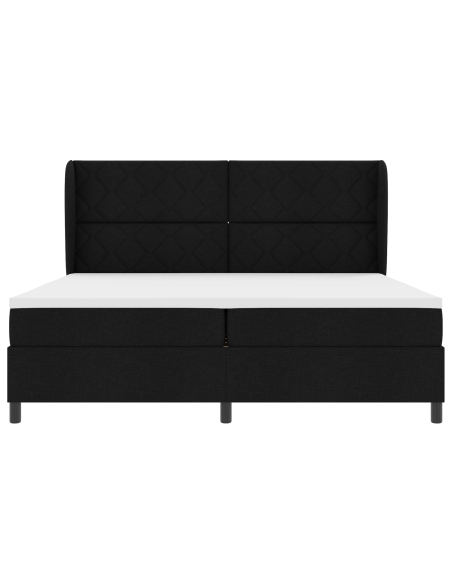 Letto a box spring  con materasso, Nero, 200x200 cm, Tessuto