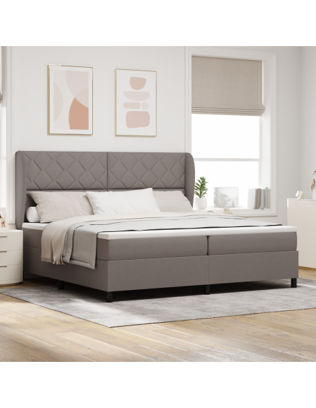Letto Box Spring con Materasso - Tortora, 200x200 cm, Tessuto