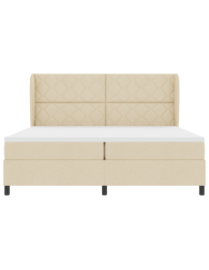 Letto a molle con materasso Crema 200 x 200 cm Tessuto 2