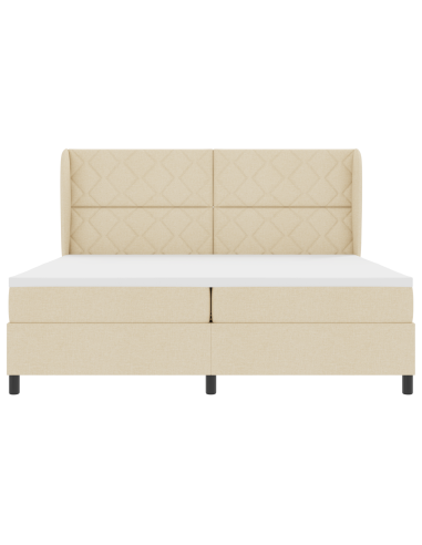 Letto a molle con materasso Crema 200 x 200 cm Tessuto